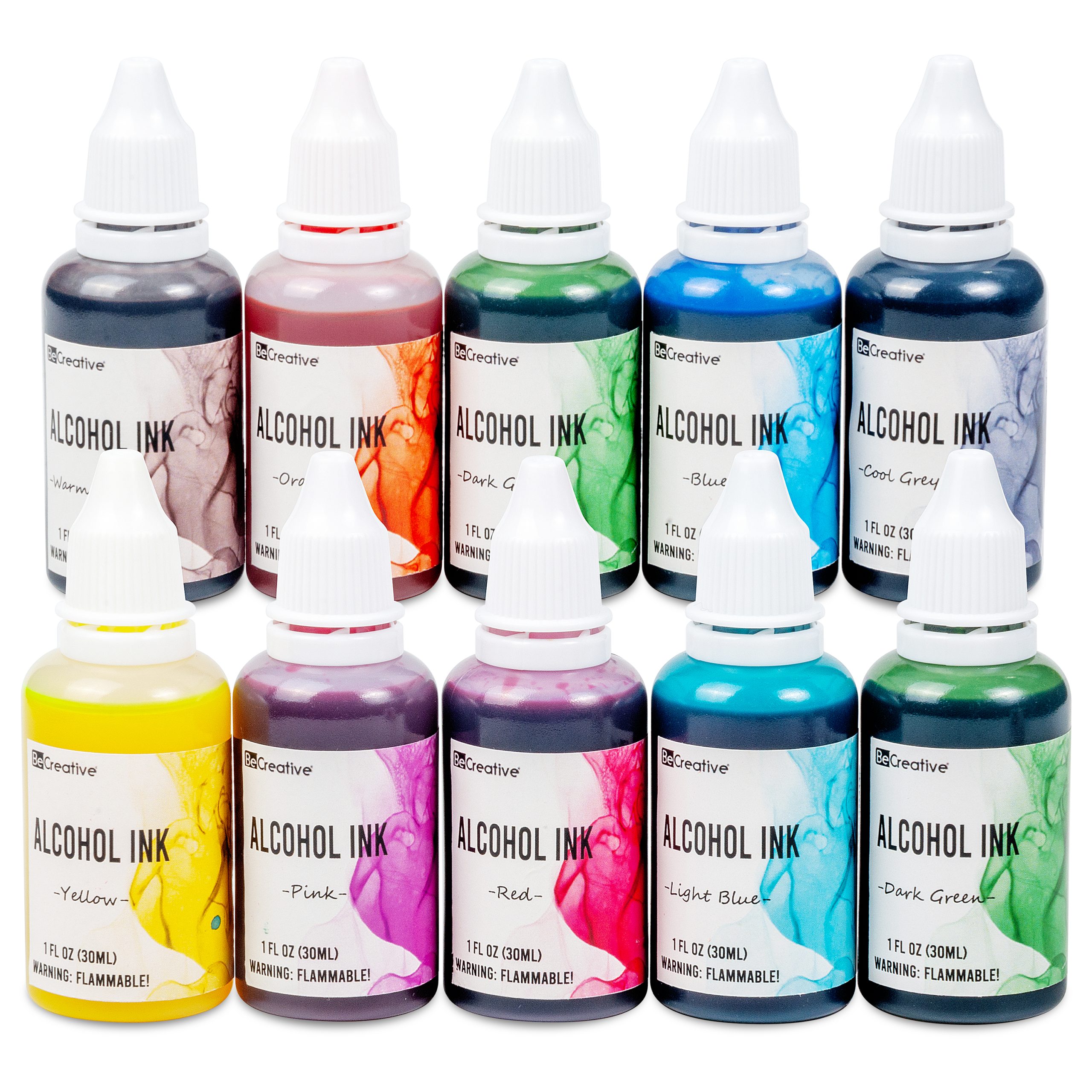 48 Color Alcohol Ink Set in Large 1 Ounce Bottles, Blender, 30