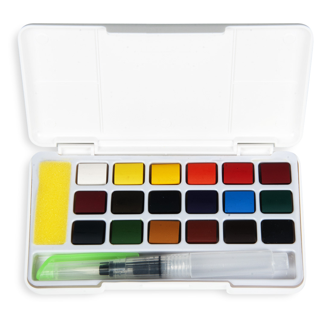 Watercolor Half Pan Set18 colors with plastic case Becreative