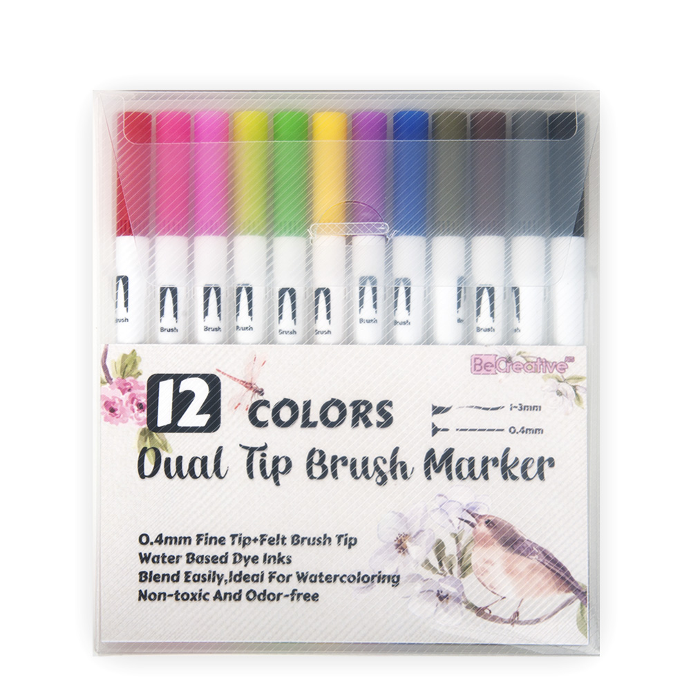 Dual Tip Watercolor Brush Marker Set12colors Becreative