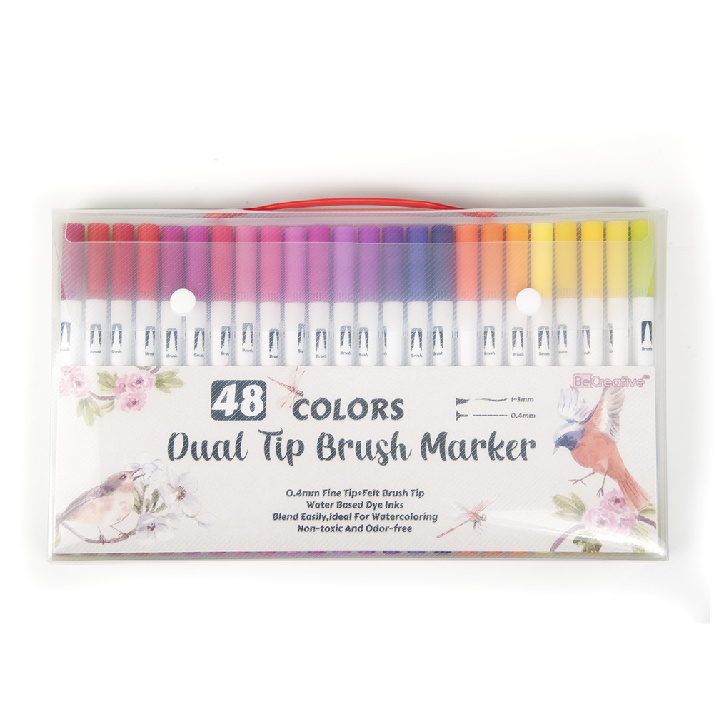 Dual Tip Watercolor Brush Marker Set48colors Becreative