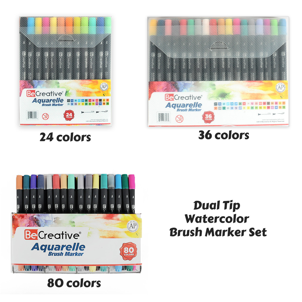Dual Tip Watercolor Brush Marker Set Becreative