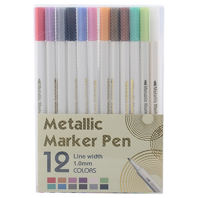 Water Based Metallic Marker Set-12 Colors- Becreative