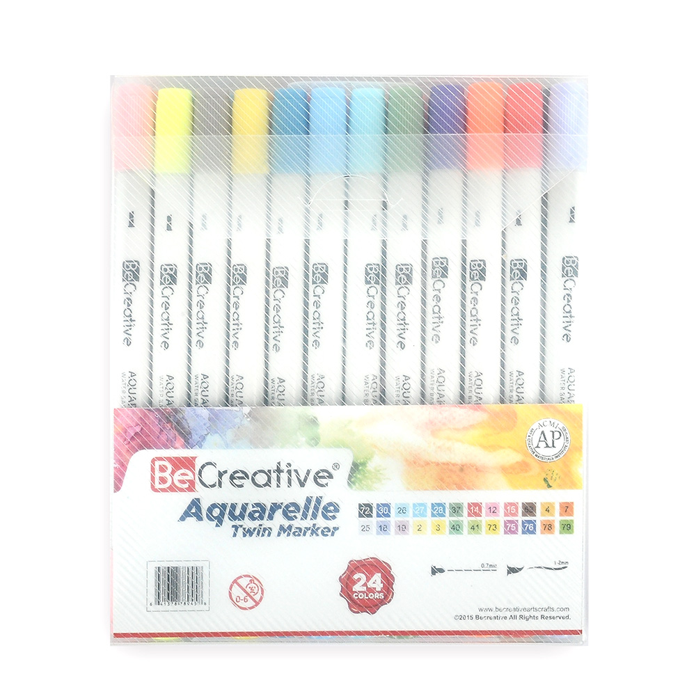 Double Ended Watercolor Marker Set24colors Becreative