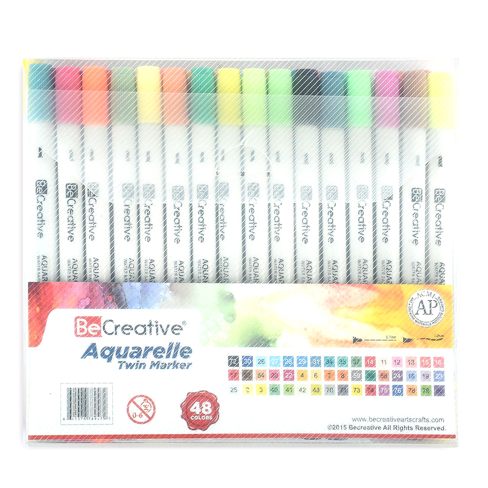 Double Ended Watercolor Marker Set48colors Becreative